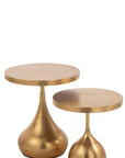 Set Of 2 Side Tables Drop Metal Gold - vivahabitat.com