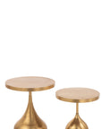 Set Of 2 Side Tables Drop Metal Gold - vivahabitat.com