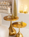 Set Of 2 Side Tables Drop Metal Gold - vivahabitat.com