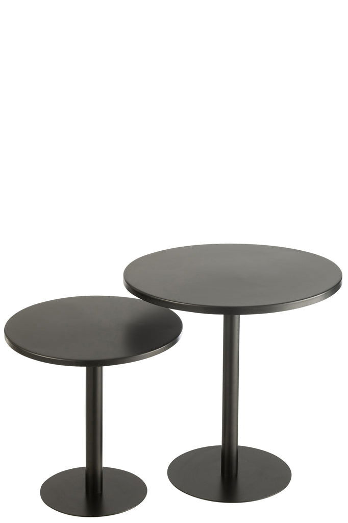 Set Of 2 Side Tables Round Metal Black - vivahabitat.com