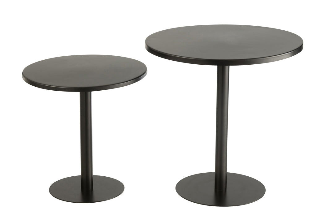 Set Of 2 Side Tables Round Metal Black - vivahabitat.com