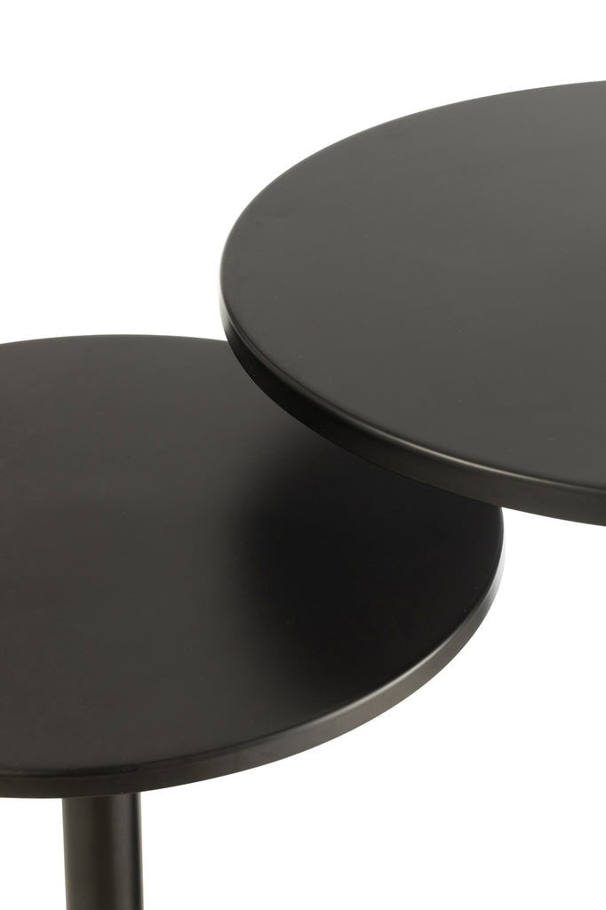 Set Of 2 Side Tables Round Metal Black - vivahabitat.com