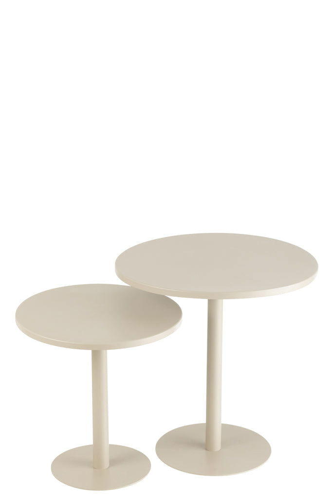 Set Of 2 Side Tables Round Metal Grey - vivahabitat.com