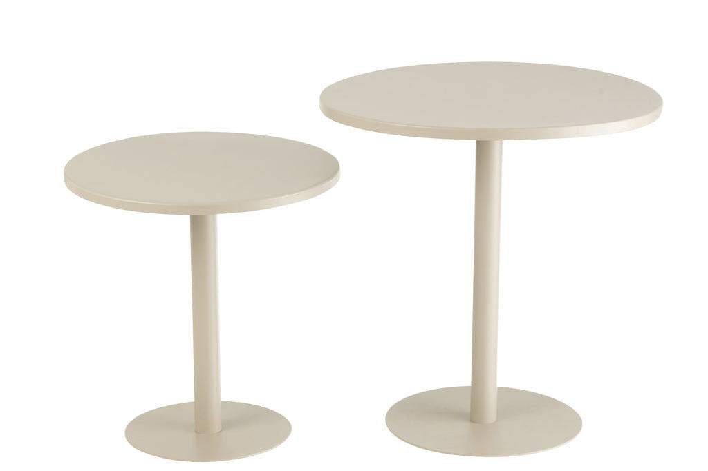 Set Of 2 Side Tables Round Metal Grey - vivahabitat.com