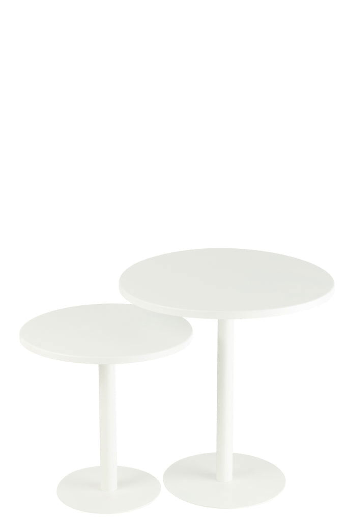 Set Of 2 Side Tables Round Metal White - vivahabitat.com