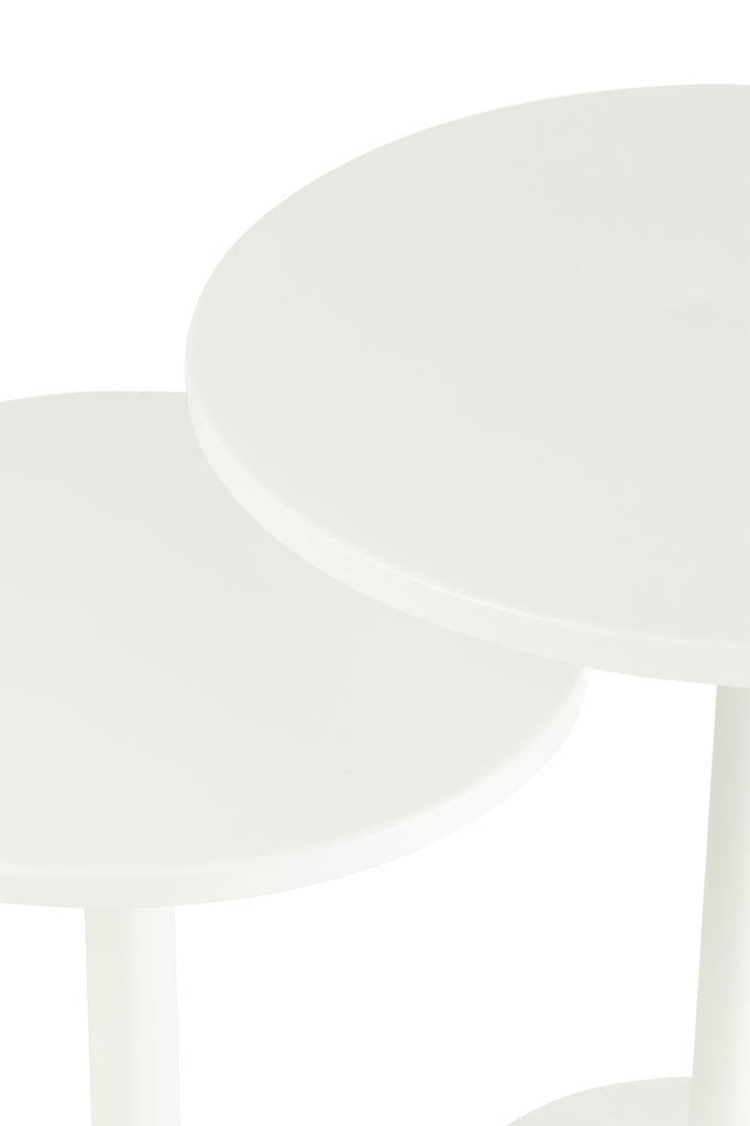 Set Of 2 Side Tables Round Metal White - vivahabitat.com