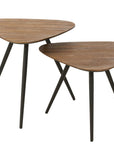 Set Of 2  Accent Tables Triangle Recycle Teak Natural - vivahabitat.com