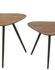 Set Of 2  Accent Tables Triangle Recycle Teak Natural - vivahabitat.com