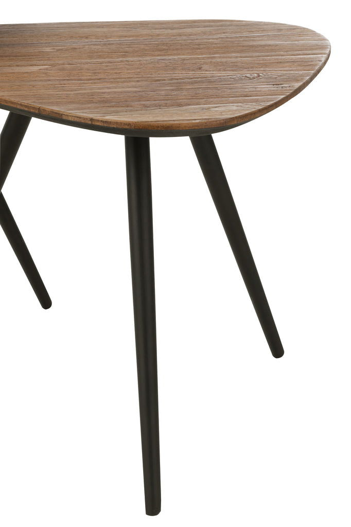 Set Of 2  Accent Tables Triangle Recycle Teak Natural - vivahabitat.com