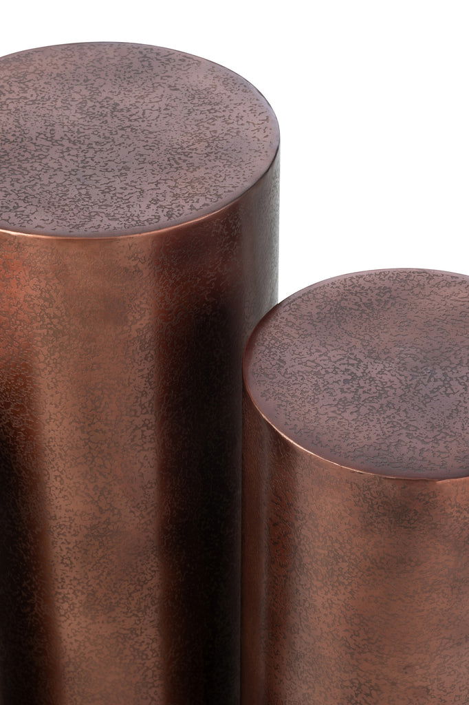 Set Of 3 Pillars Round Metal Bronze - vivahabitat.com