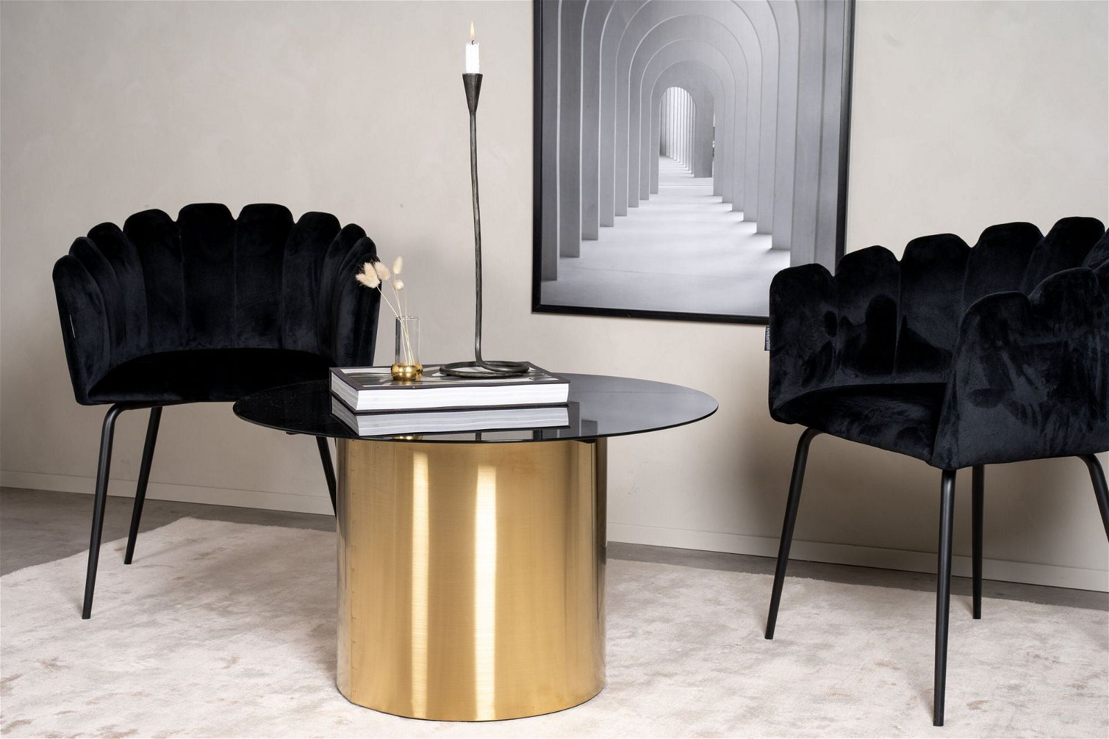 Ystad - Sofa Table - Smoked Glass / Shiny Brass - vivahabitat.com