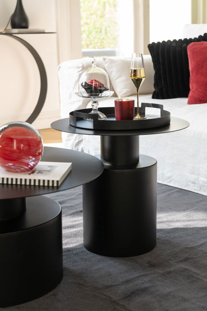 Side Table Round Metal Black - vivahabitat.com