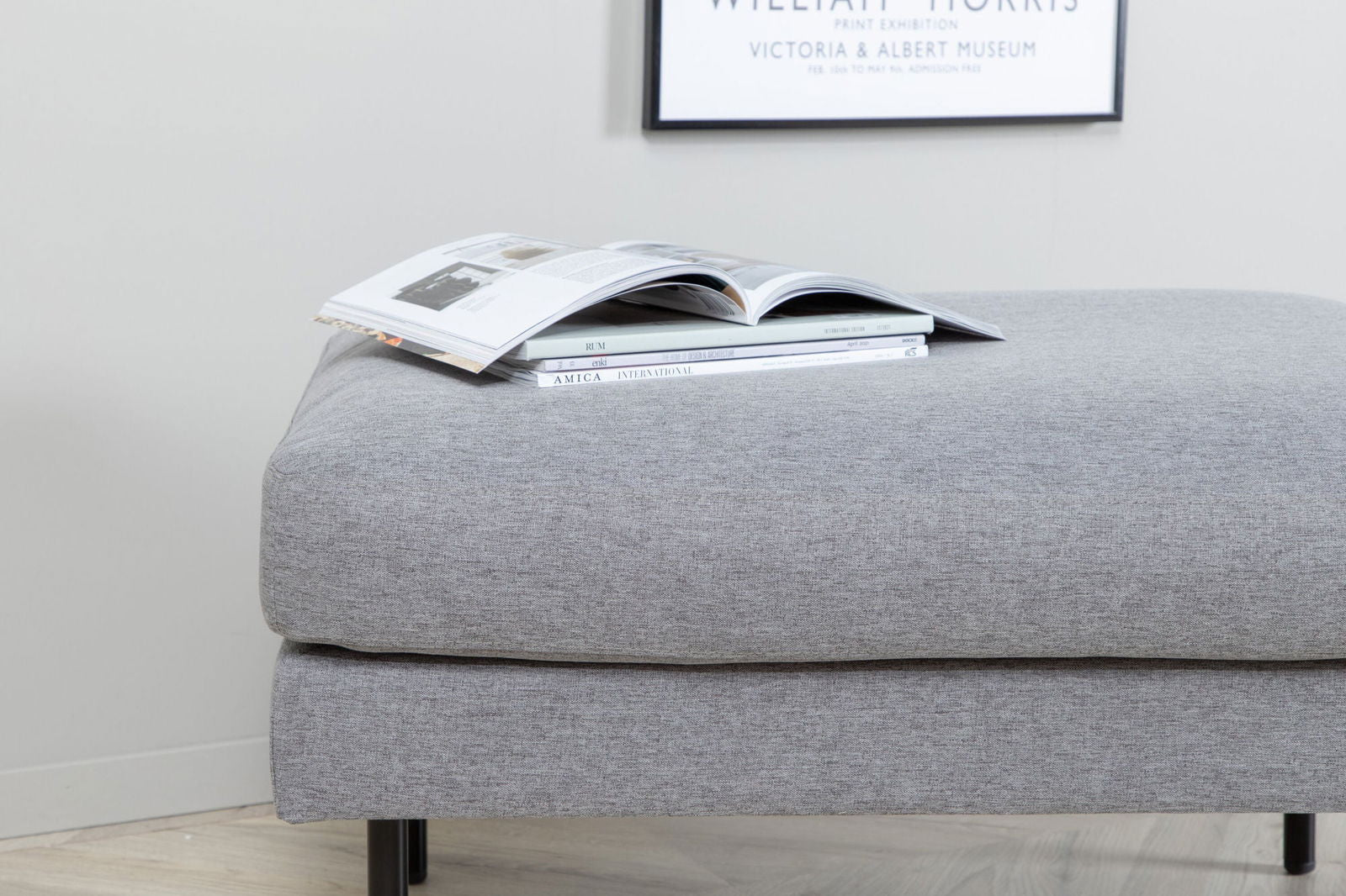 Venture Home Zoom Ottoman - Black / Steel Grey Fabric - vivahabitat.com