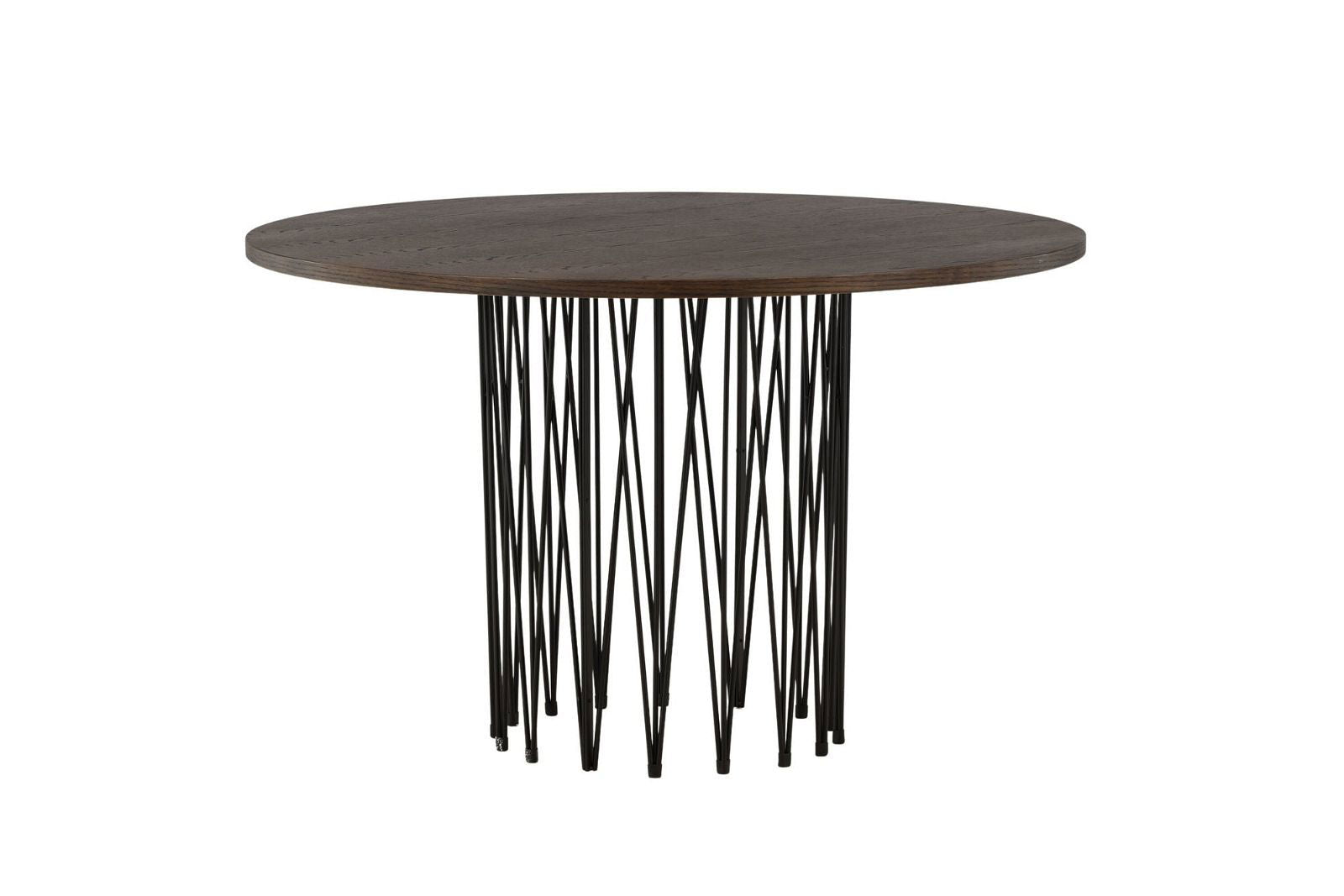Stone round Dining Table - Black / Mocca Veneer - vivahabitat.com