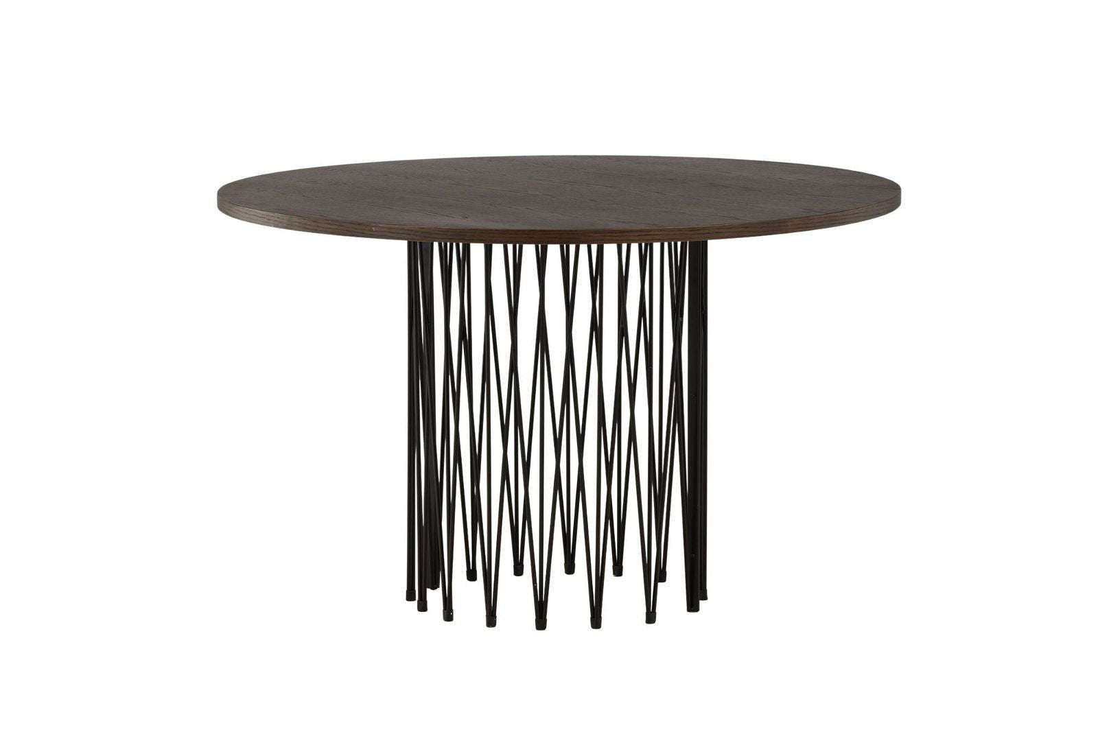 Stone round Dining Table - Black / Mocca Veneer - vivahabitat.com