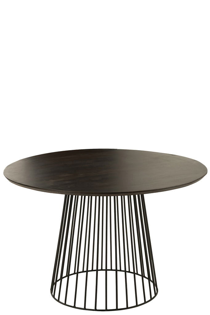 Table Round Wood Metal Natural Black - vivahabitat.com