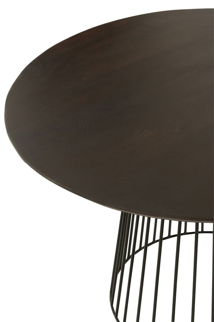 Table Round Wood Metal Natural Black - vivahabitat.com