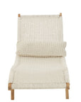 Lounger+Cushion Woven Plastic/Teak White - vivahabitat.com