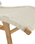 Lounger+Cushion Woven Plastic/Teak White - vivahabitat.com