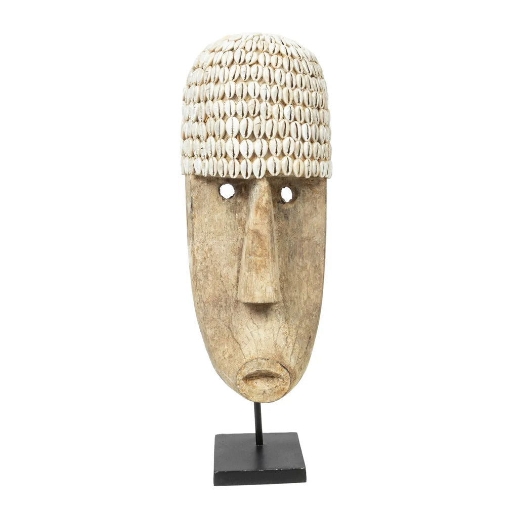 The Cowrie Mask on Stand - Large - vivahabitat.com