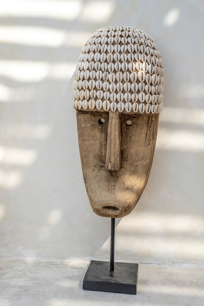 The Cowrie Mask on Stand - Large - vivahabitat.com