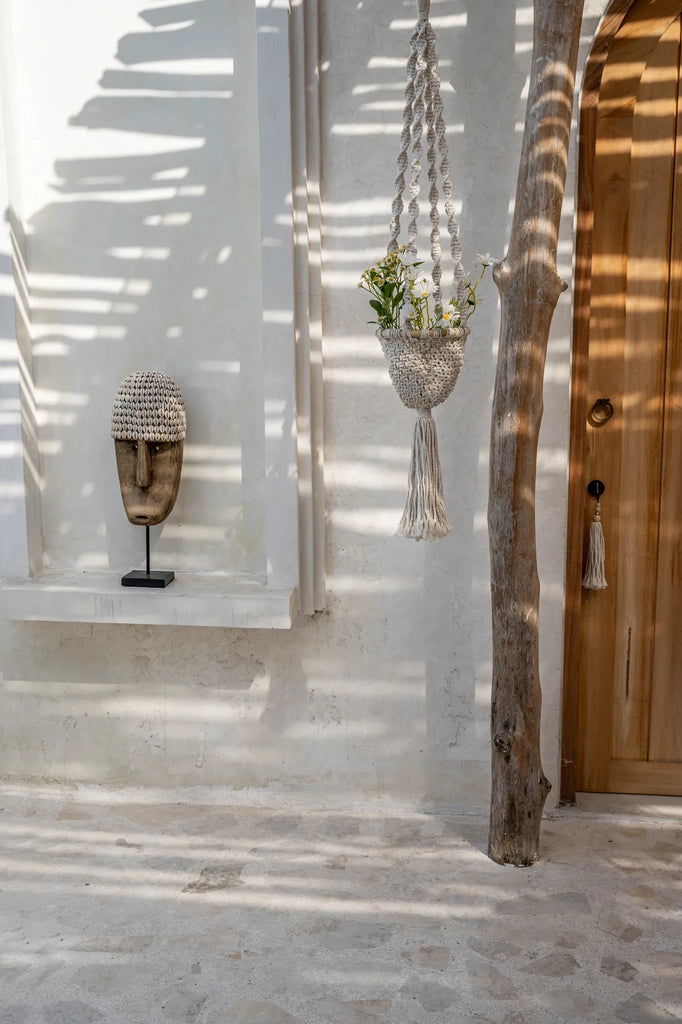 The Cowrie Mask on Stand - Large - vivahabitat.com