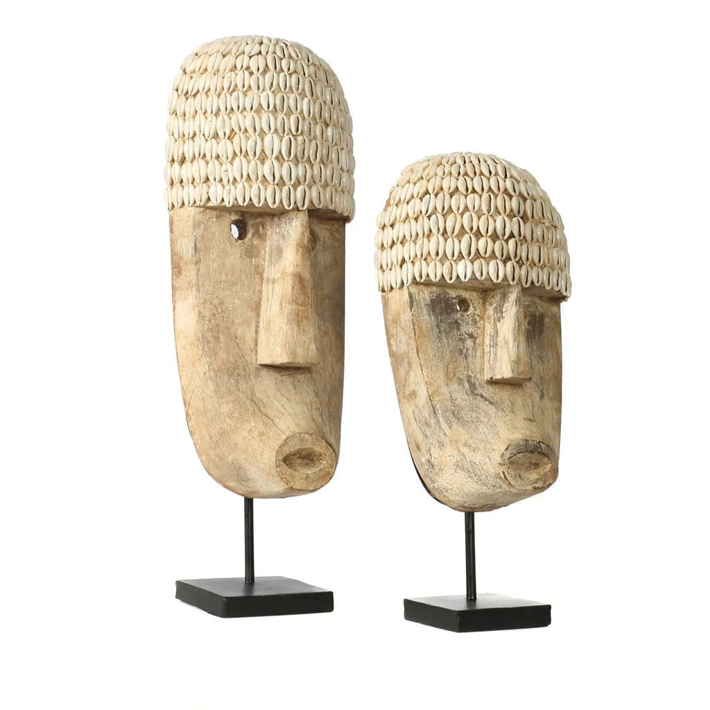 The Cowrie Mask on Stand - Large - vivahabitat.com
