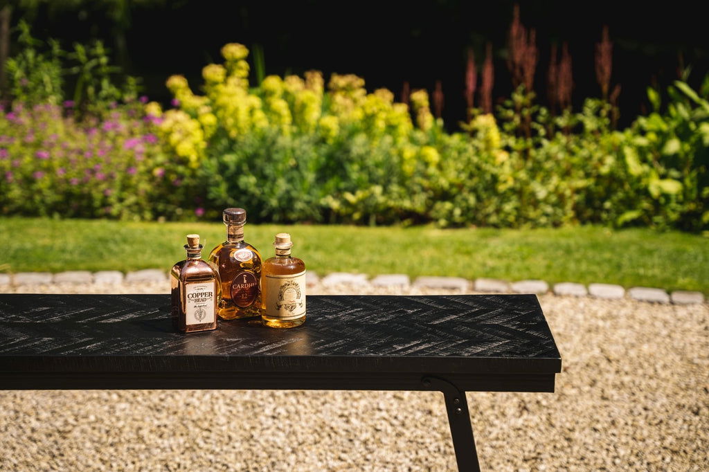 The Herringbone High Table - Black - 140cm - vivahabitat.com