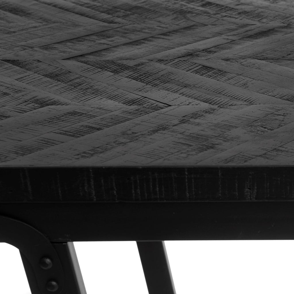 The Herringbone High Table - Black - 140cm - vivahabitat.com