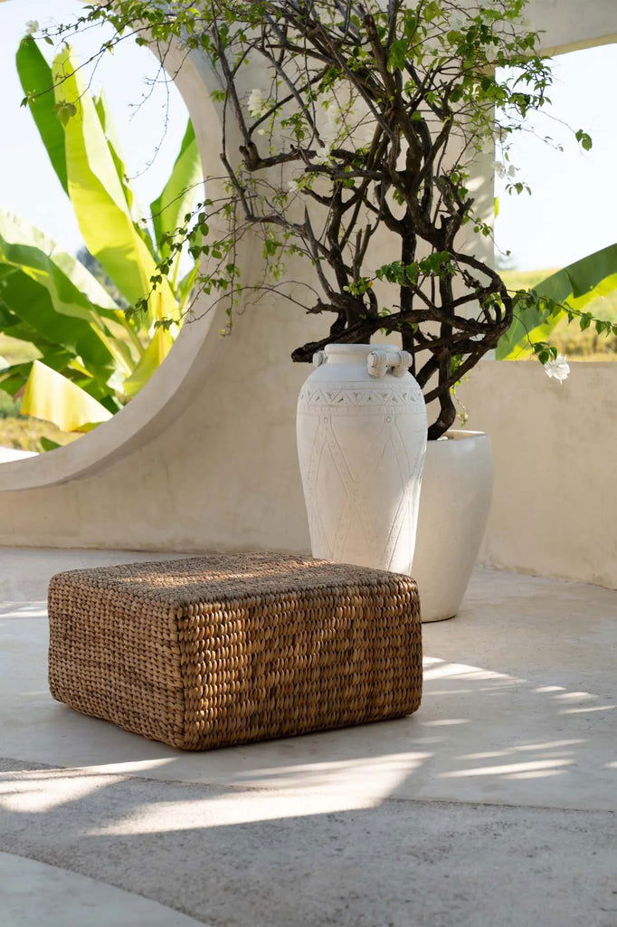 The Hyacinth Pouf Square - Natural - M - vivahabitat.com