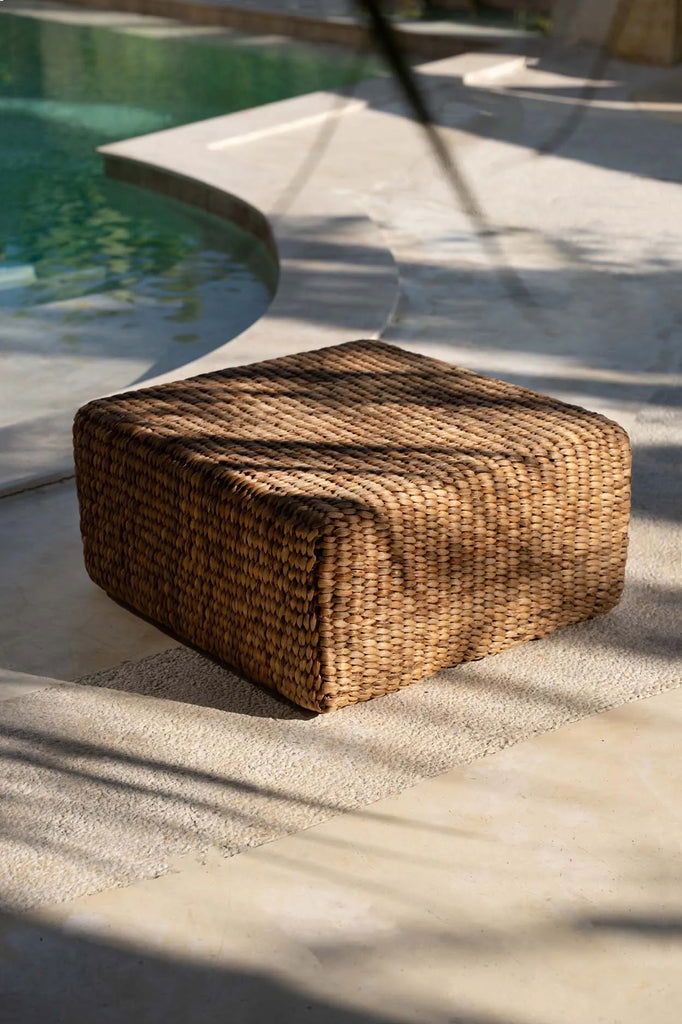 The Hyacinth Pouf Square - Natural - M - vivahabitat.com