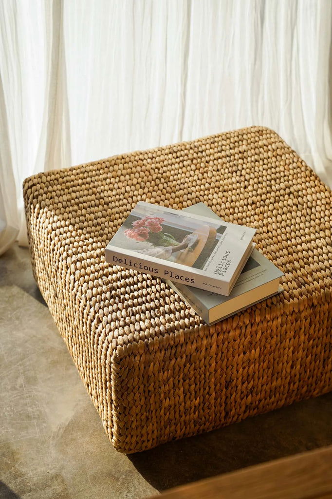The Hyacinth Pouf Square - Natural - M - vivahabitat.com