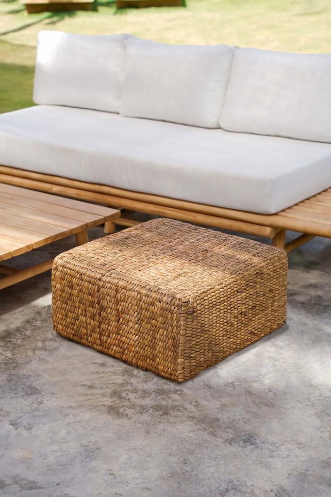The Hyacinth Pouf Square - Natural - M - vivahabitat.com
