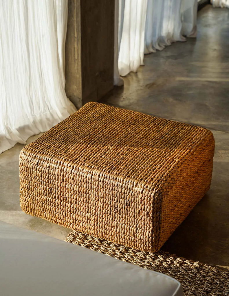 The Hyacinth Pouf Square - Natural - M - vivahabitat.com