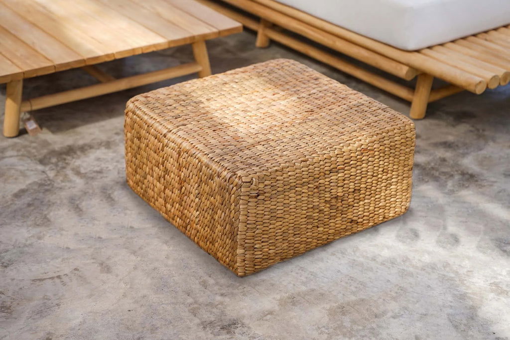 The Hyacinth Pouf Square - Natural - M - vivahabitat.com
