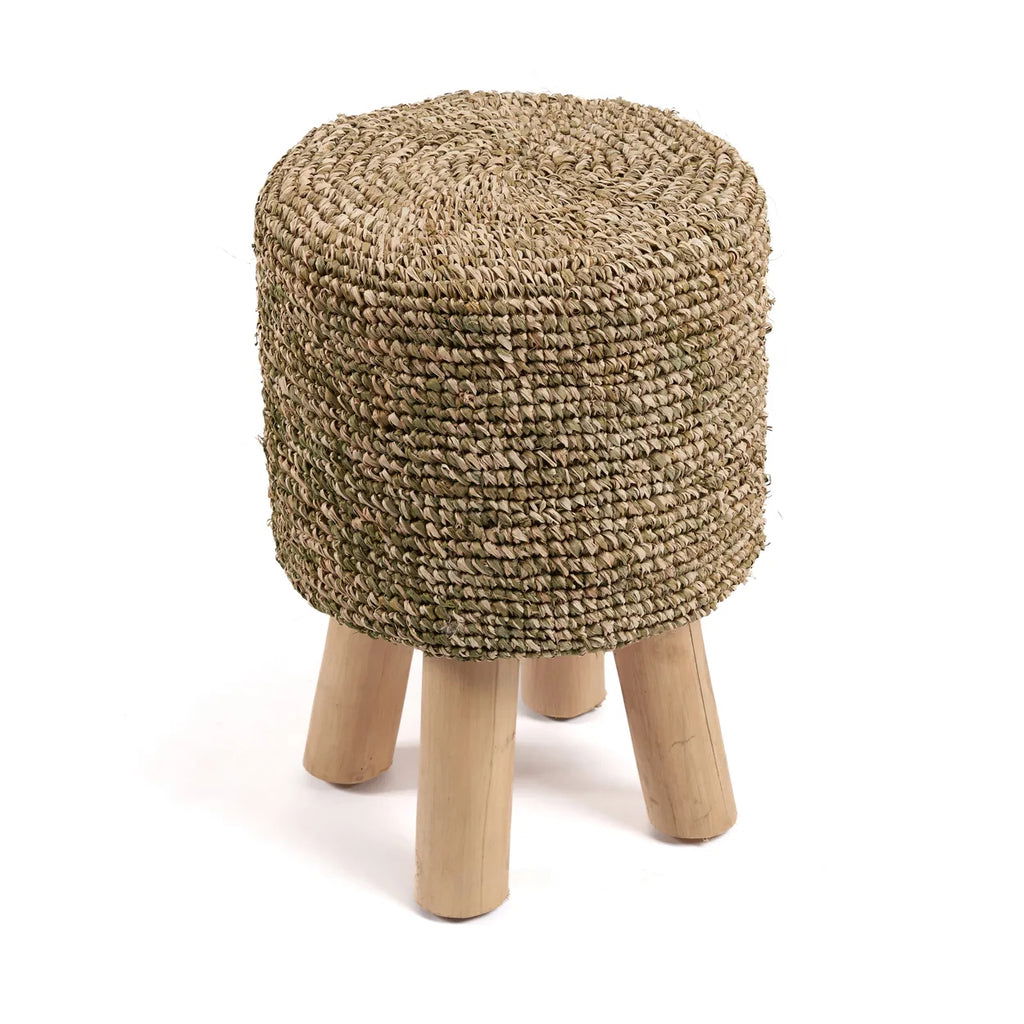 The Raffia Tressed Stool - Jungle Green - vivahabitat.com