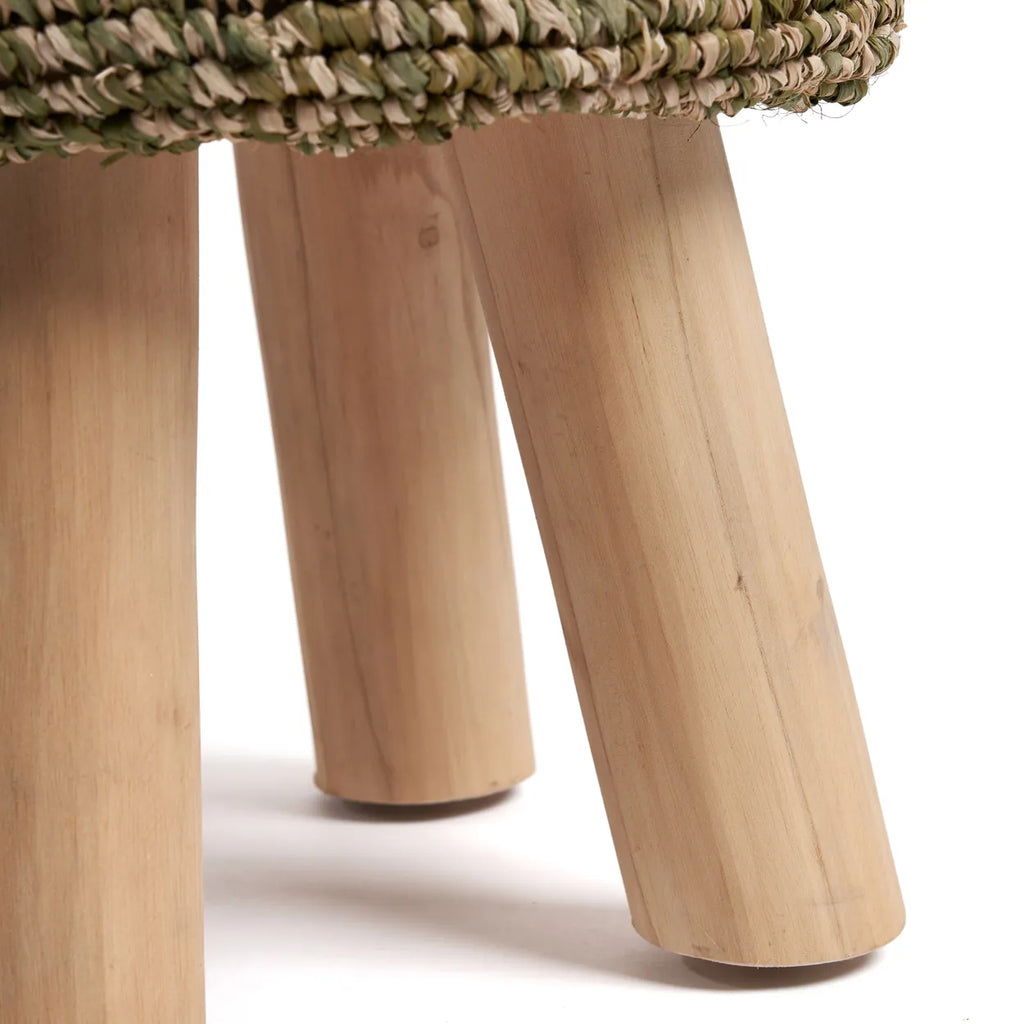 The Raffia Tressed Stool - Jungle Green - vivahabitat.com