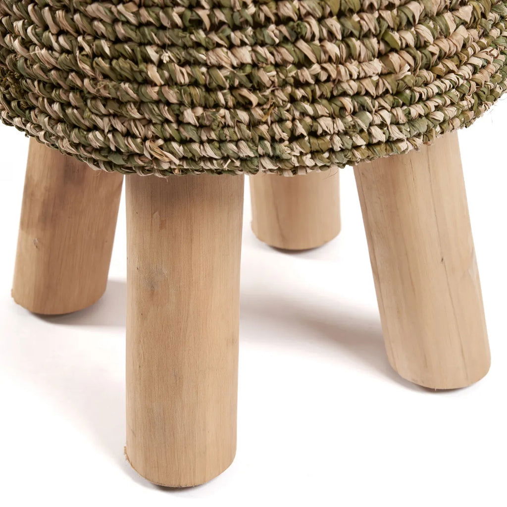 The Raffia Tressed Stool - Jungle Green - vivahabitat.com