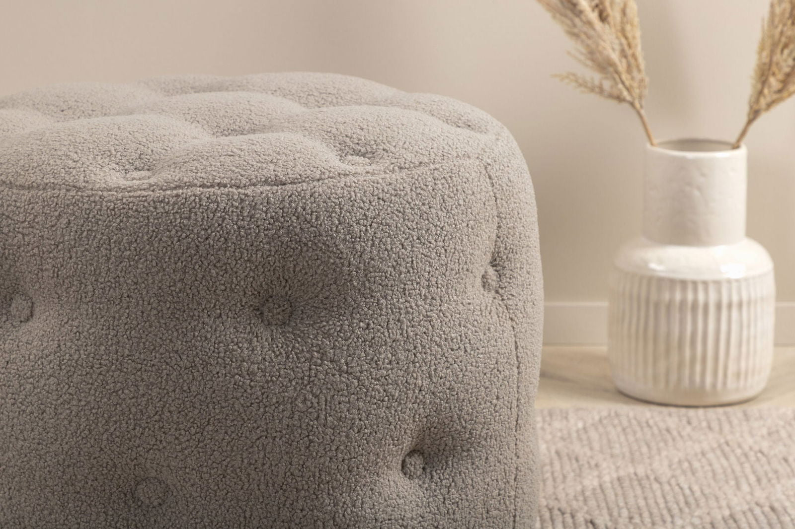 Venture Home Benjamin Pouf - / Greige Teddy - vivahabitat.com