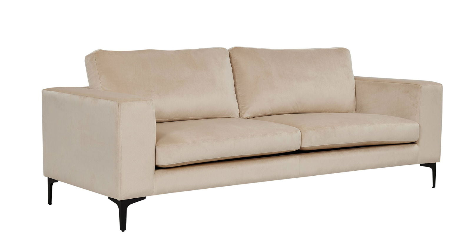 Venture Home Bolero Sofa - 3-seater - Beige Velvet - Black Legs - vivahabitat.com