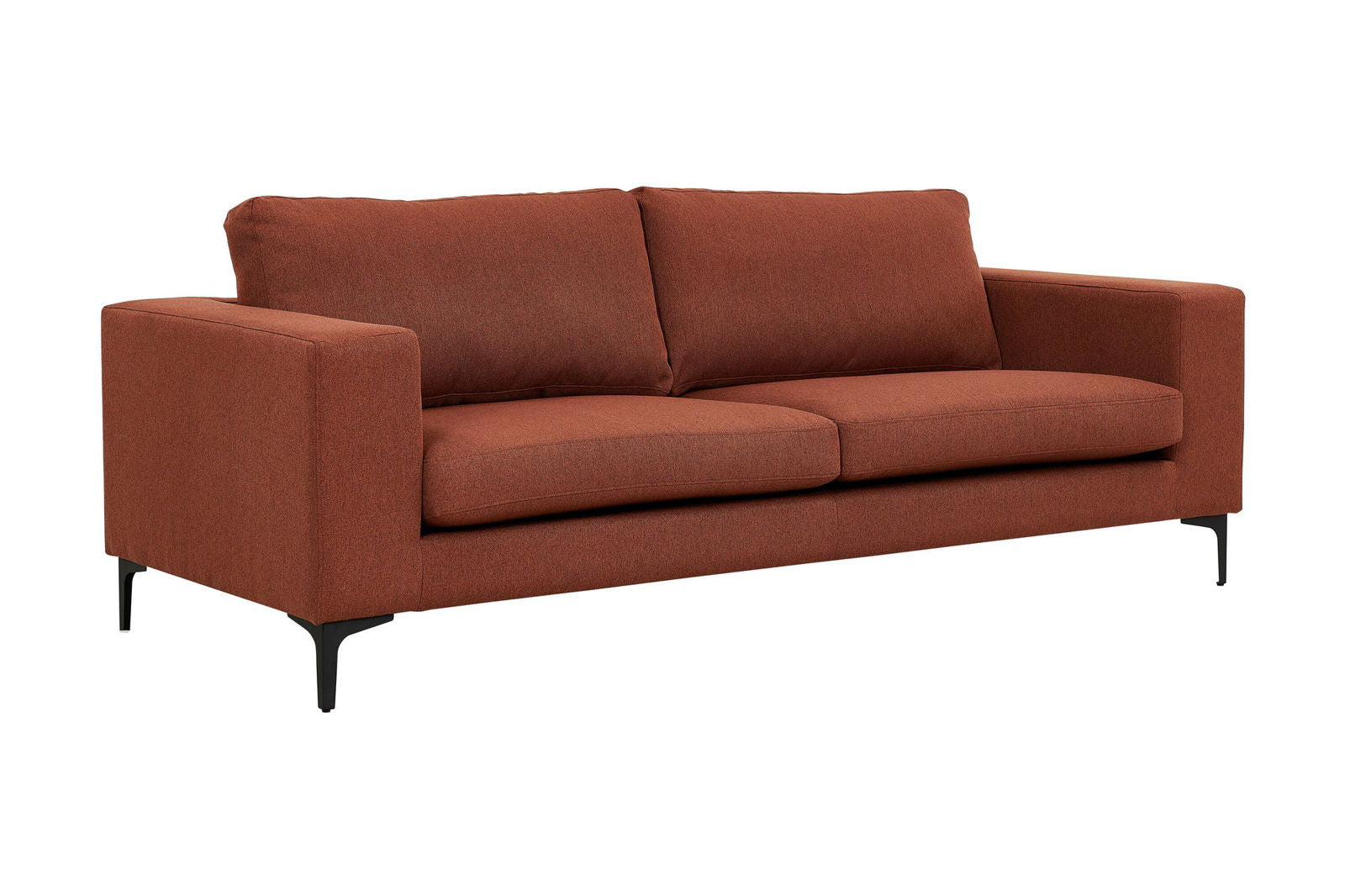 Venture Home Bolero Sofa - 3-seater - Rusty Red Fabric- Black Legs - vivahabitat.com