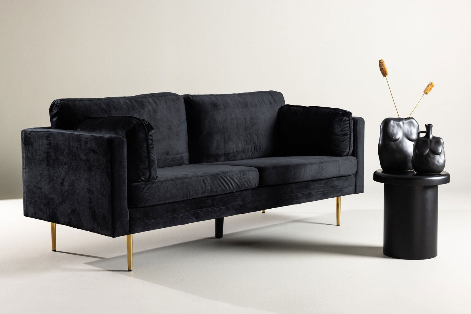 Venture Home Boom - 3 seat sofa Velvet - Black - vivahabitat.com