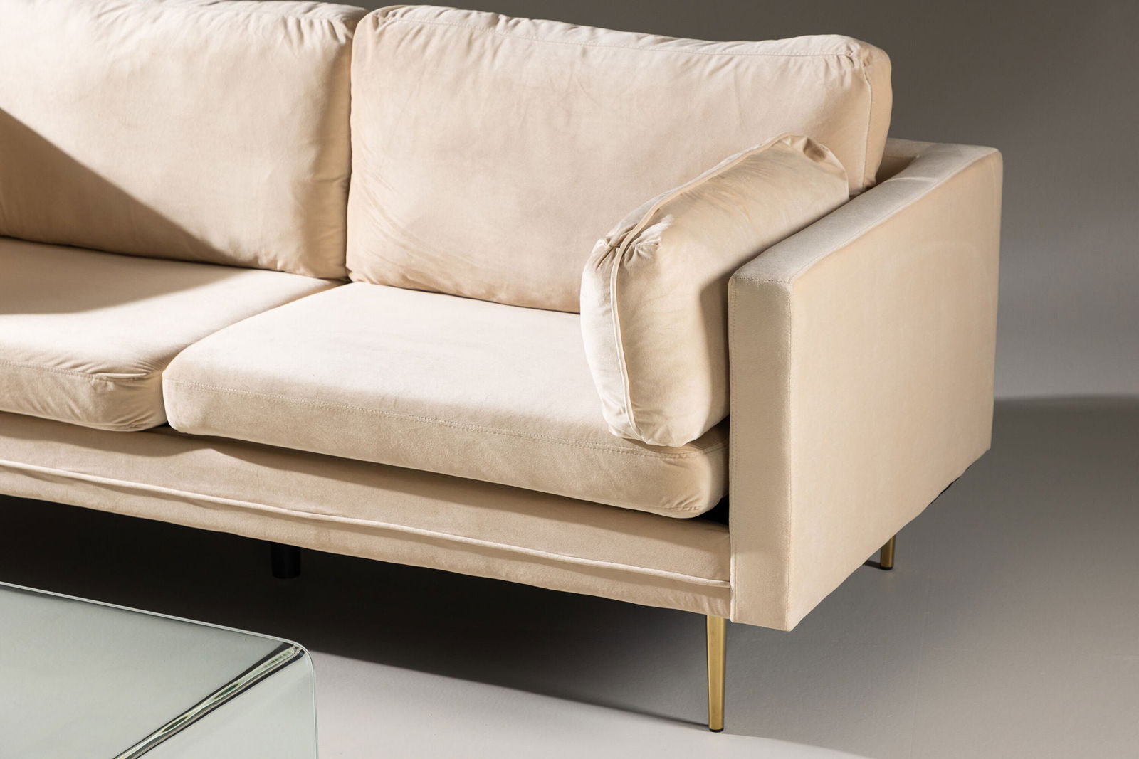 Venture Home Boom - 3 seat sofa Velvet - Creme - vivahabitat.com