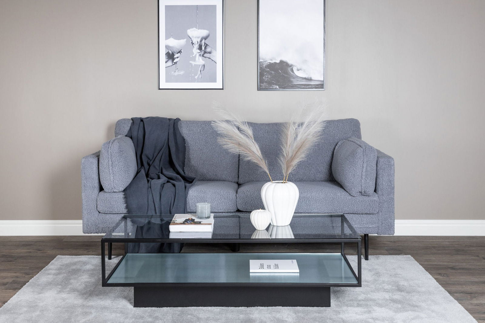 Venture Home Boom 3-seat sofa - Teddy Fabric Dark Grey - vivahabitat.com