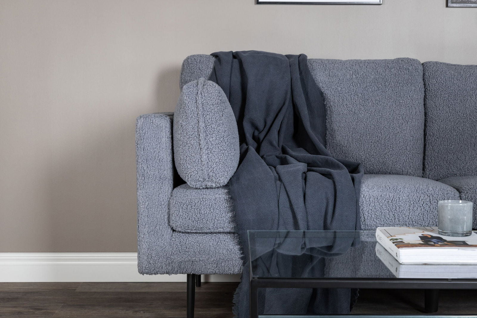 Venture Home Boom 3-seat sofa - Teddy Fabric Dark Grey - vivahabitat.com