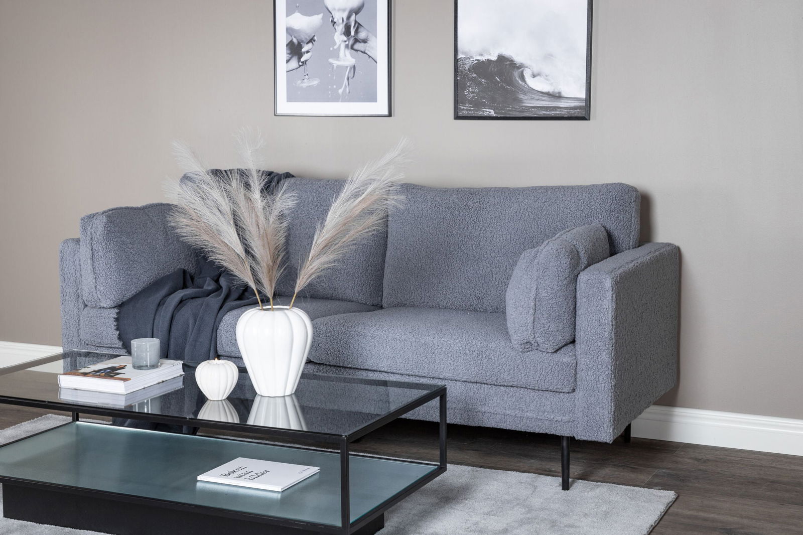 Venture Home Boom 3-seat sofa - Teddy Fabric Dark Grey - vivahabitat.com