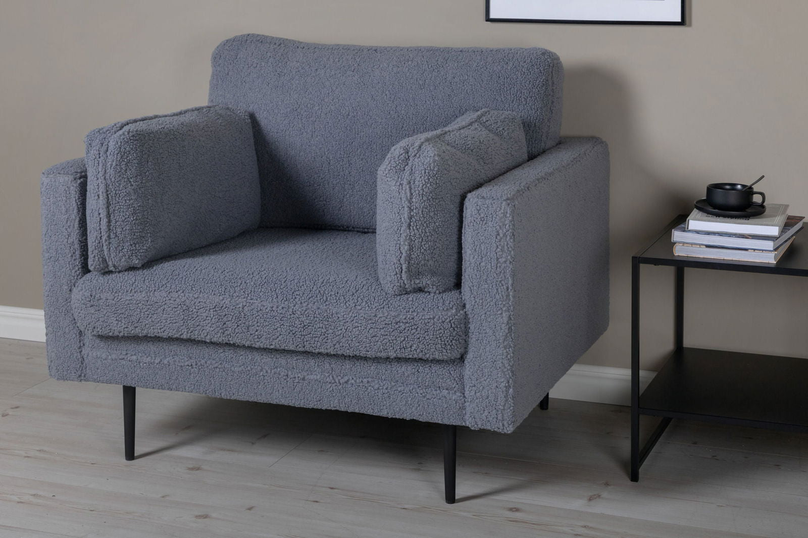 Venture Home Boom Single Chair - Teddy Fabric Dark Grey - vivahabitat.com