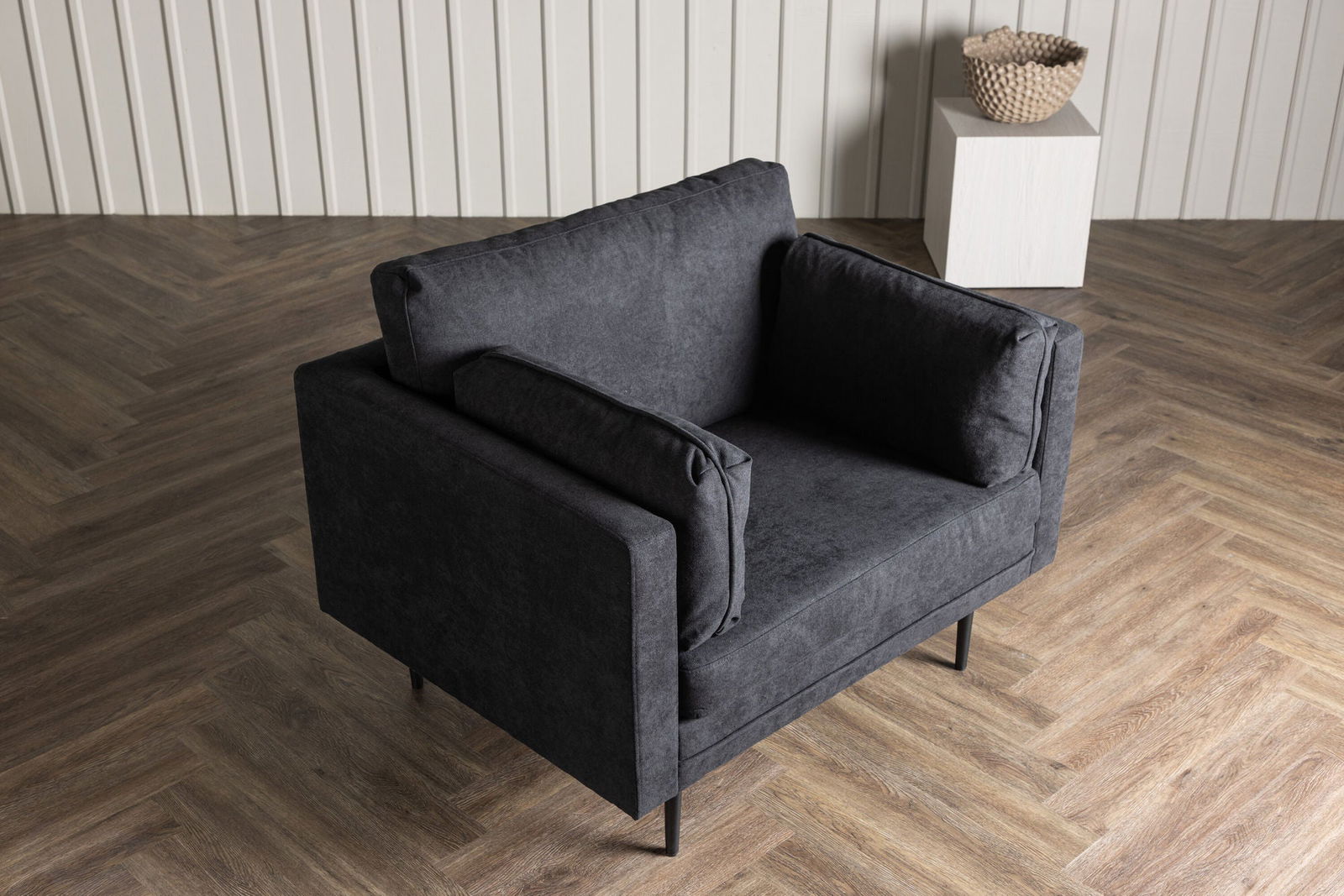 Venture Home Boom Single Sofa - Black / Black Fabric / linen - vivahabitat.com