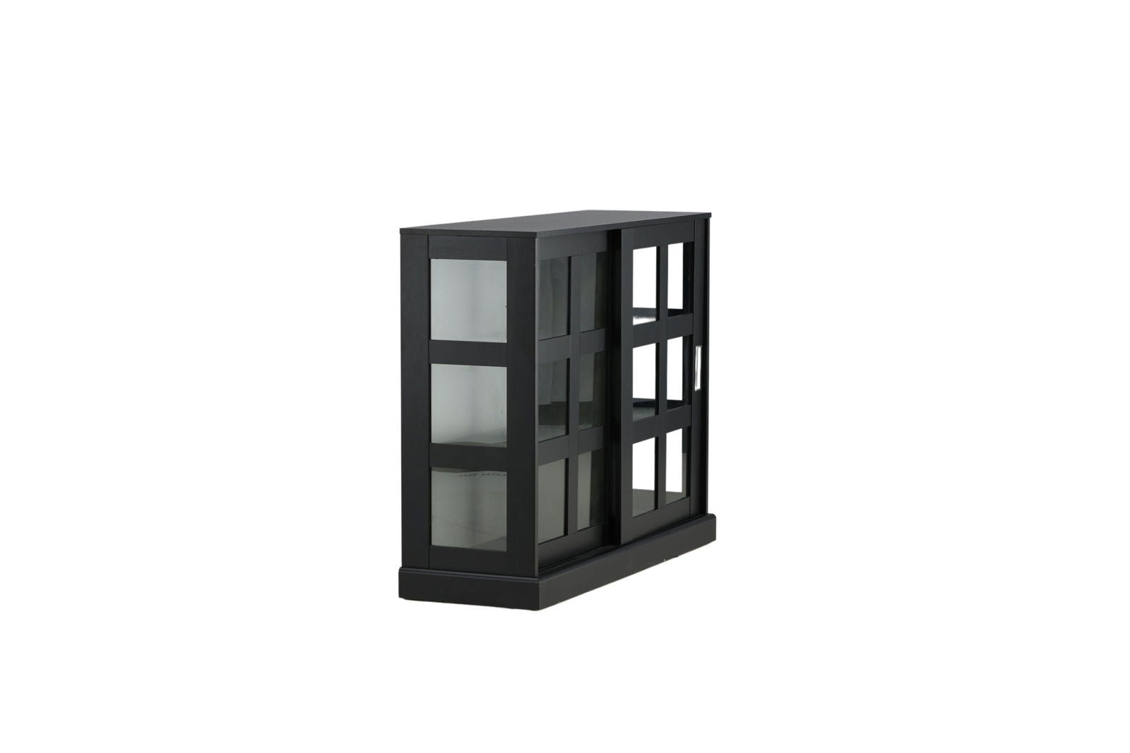 Venture Home Lock - Low Glass cabinet 120X40X95 CM - Black - vivahabitat.com