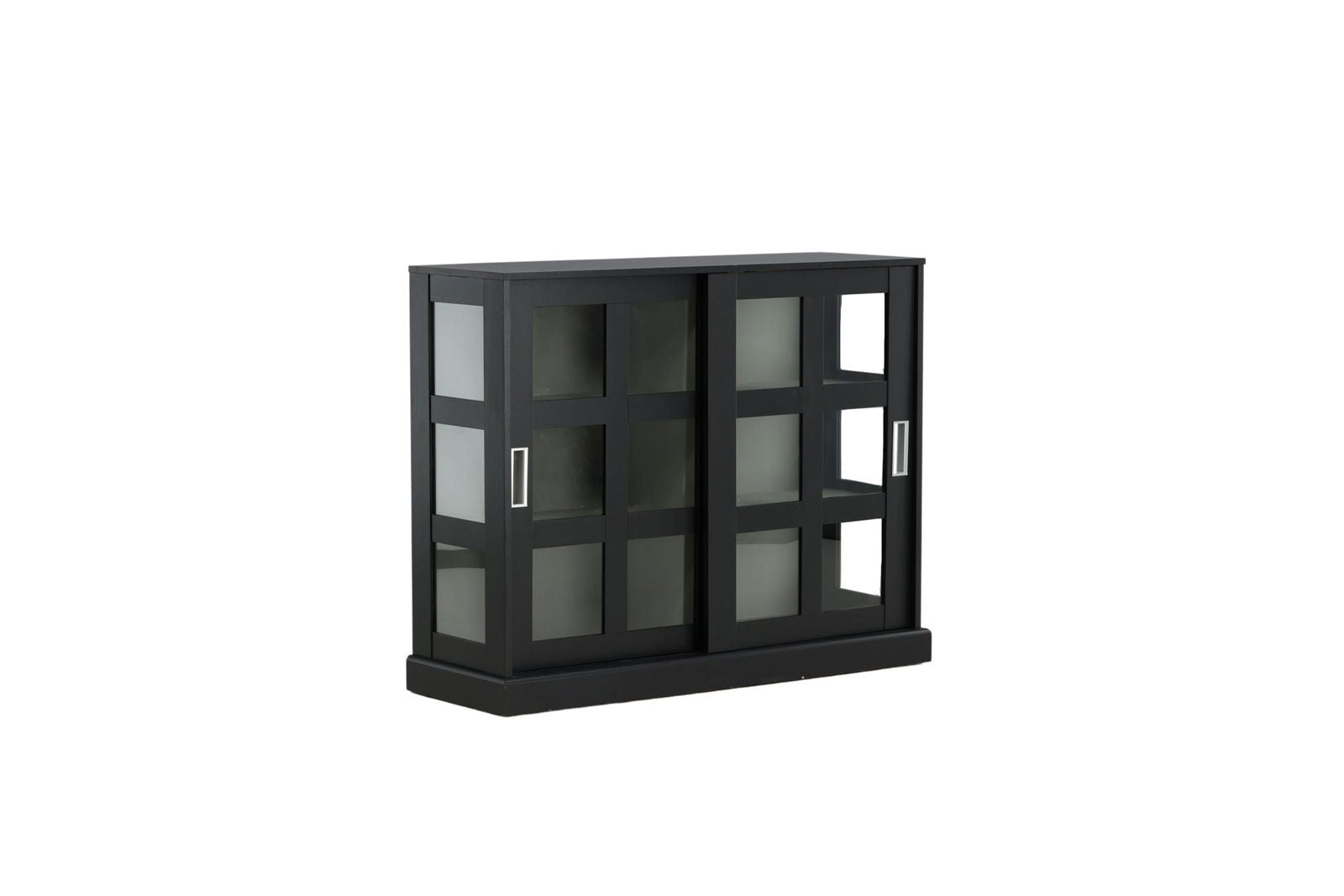 Venture Home Lock - Low Glass cabinet 120X40X95 CM - Black - vivahabitat.com